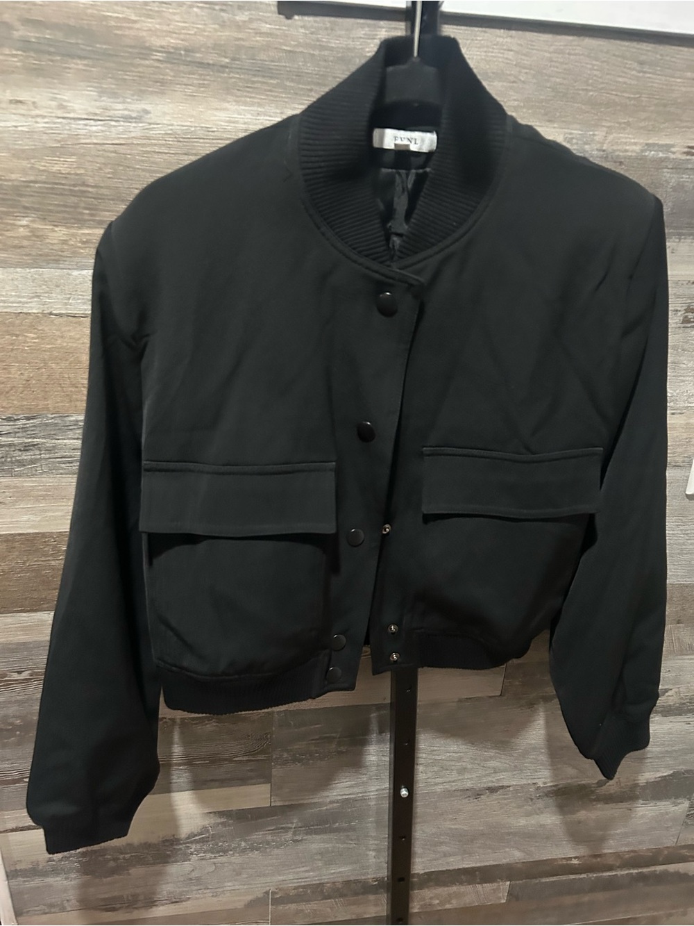EVNL Men’s Black Bomber Jacket with Front Flap Pockets